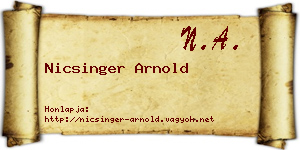 Nicsinger Arnold névjegykártya